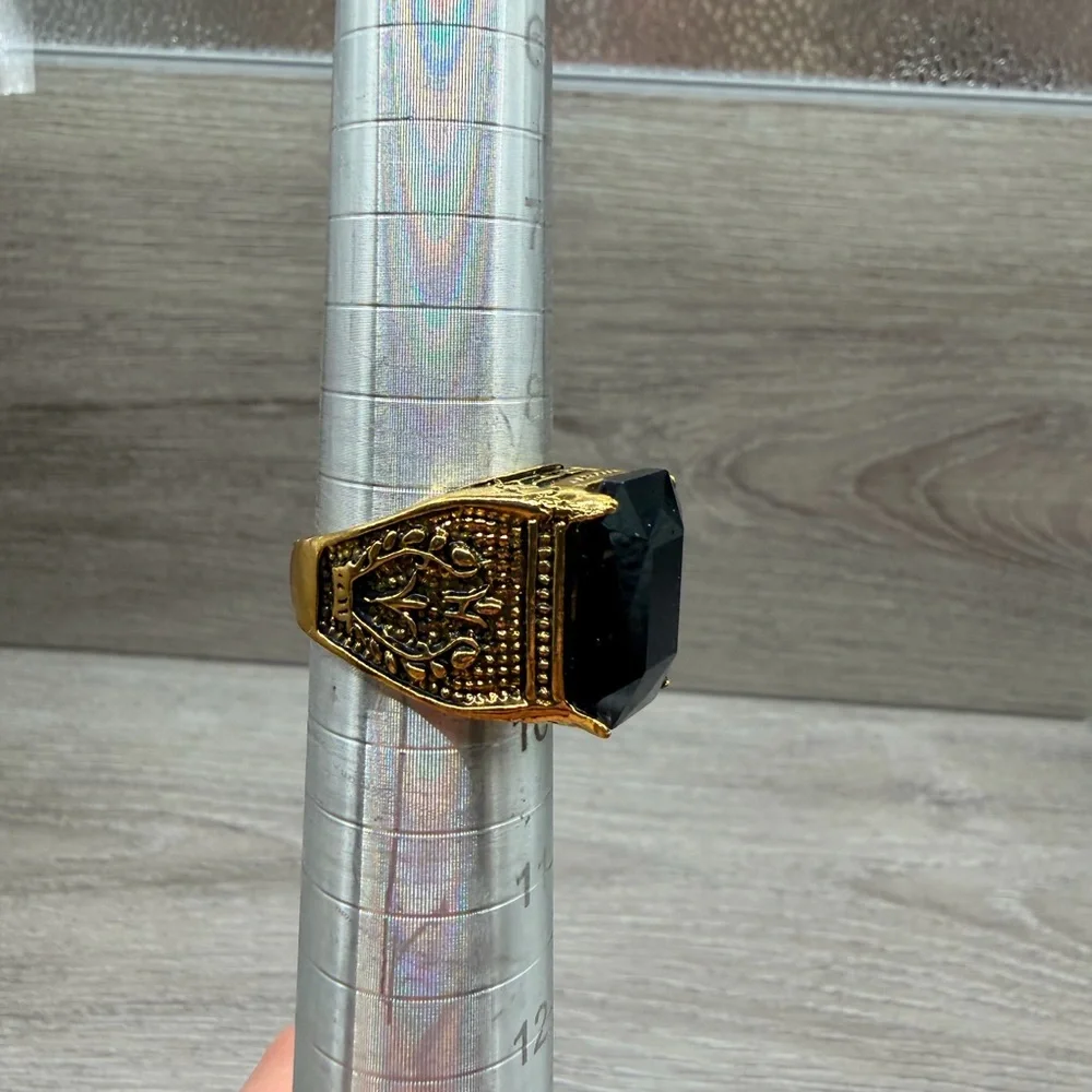 Gold Tone and Black Statement‎ Ring